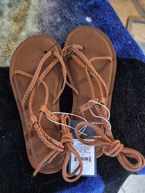 Universal Thread Braided Lace-Up Tan Sandals